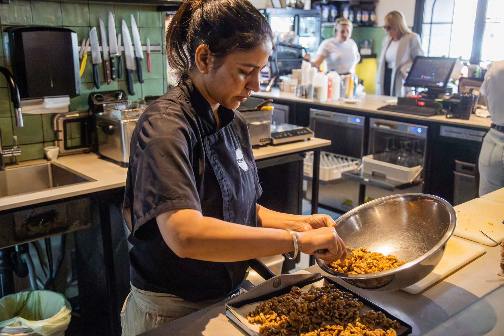 Female chef cooking in a kitchen