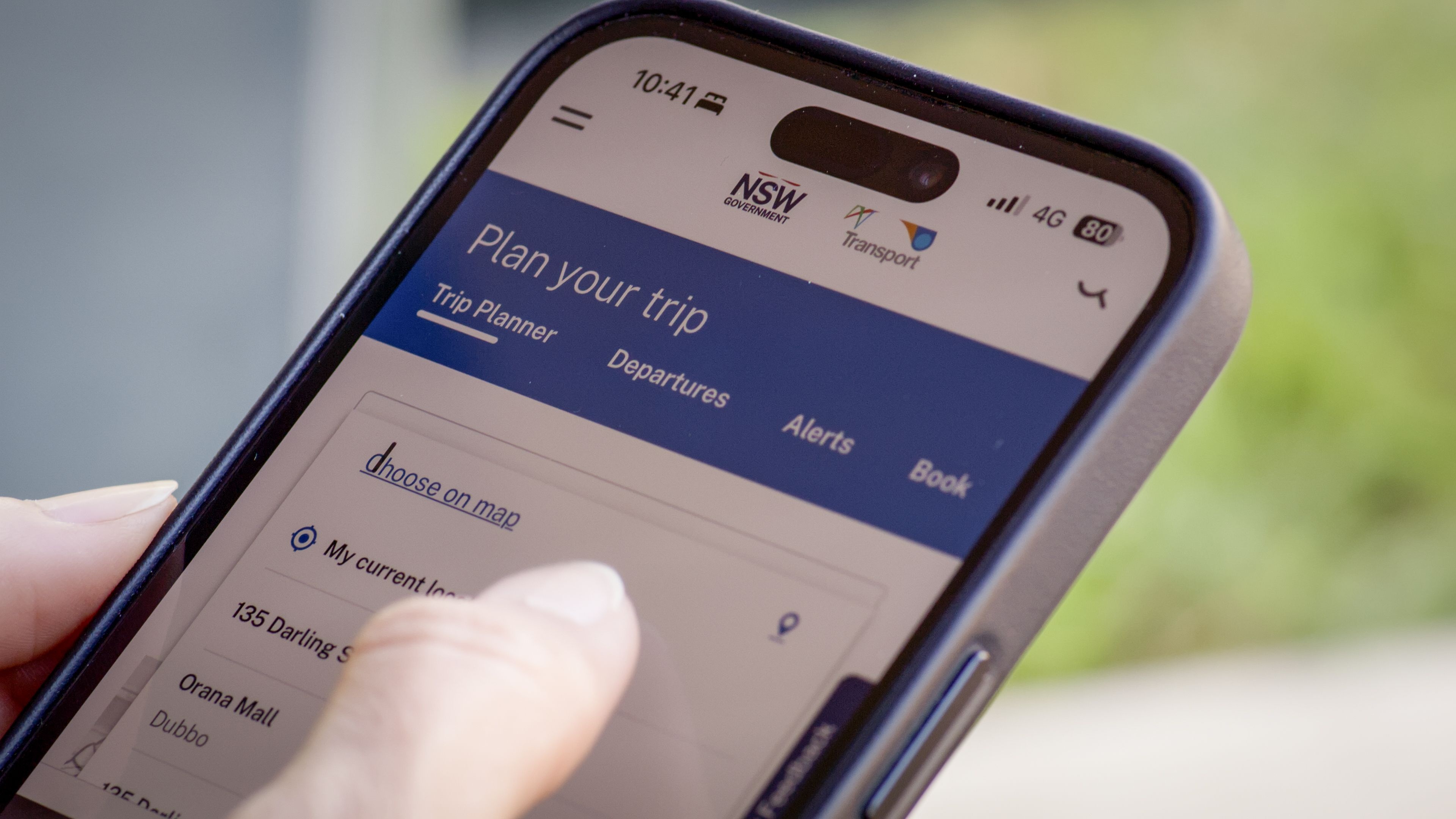 Using a mobile device to check train timetable