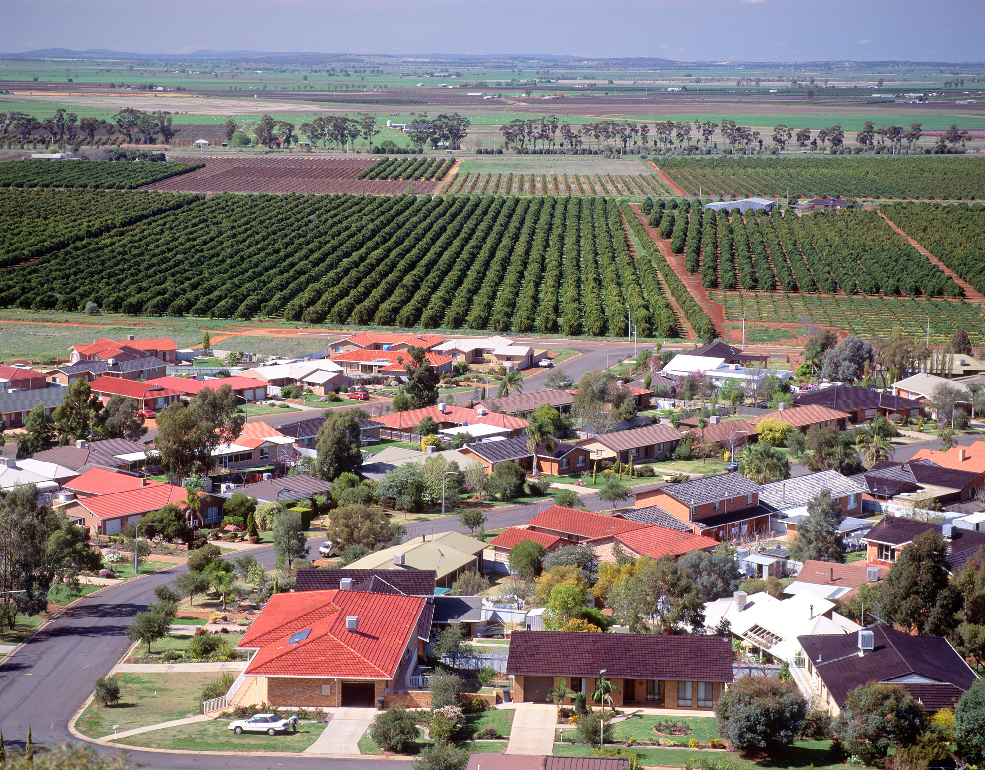 Ariel view of rural NSW town