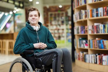 Content disabled student in library